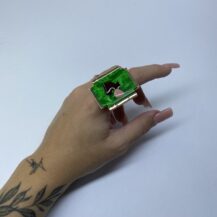 Anello palette rettangolare verde